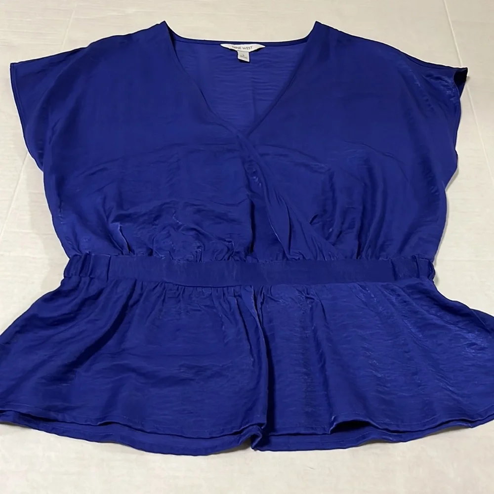 Nine West Pleated Peplum Blouse - Picture 3 of 4
